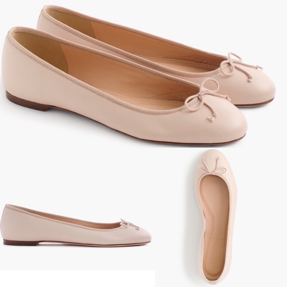 J.CREW coco leather beige ballerina ballet flats